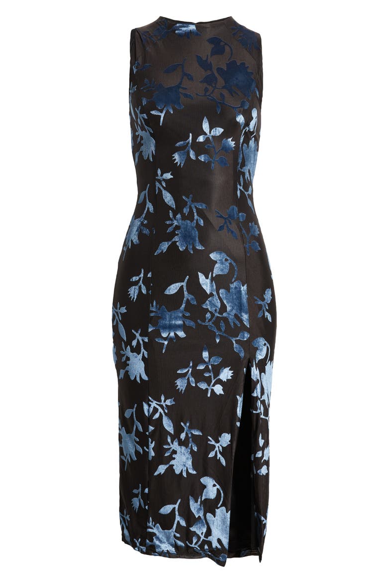 Floral Jacquard Funnel Neck Dress, Alternate, color, BLACK
