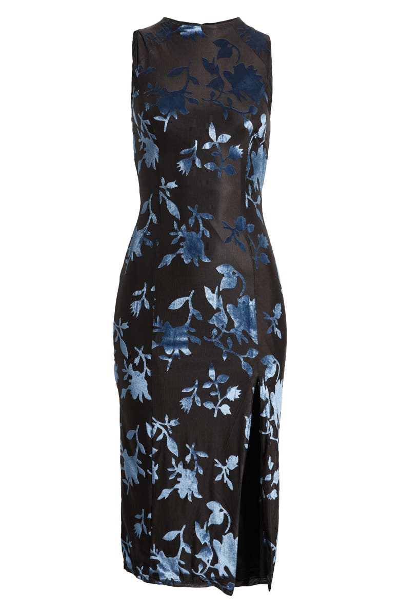 Hutch Floral Jacquard Funnel Neck Dress, Alternate, color, Black