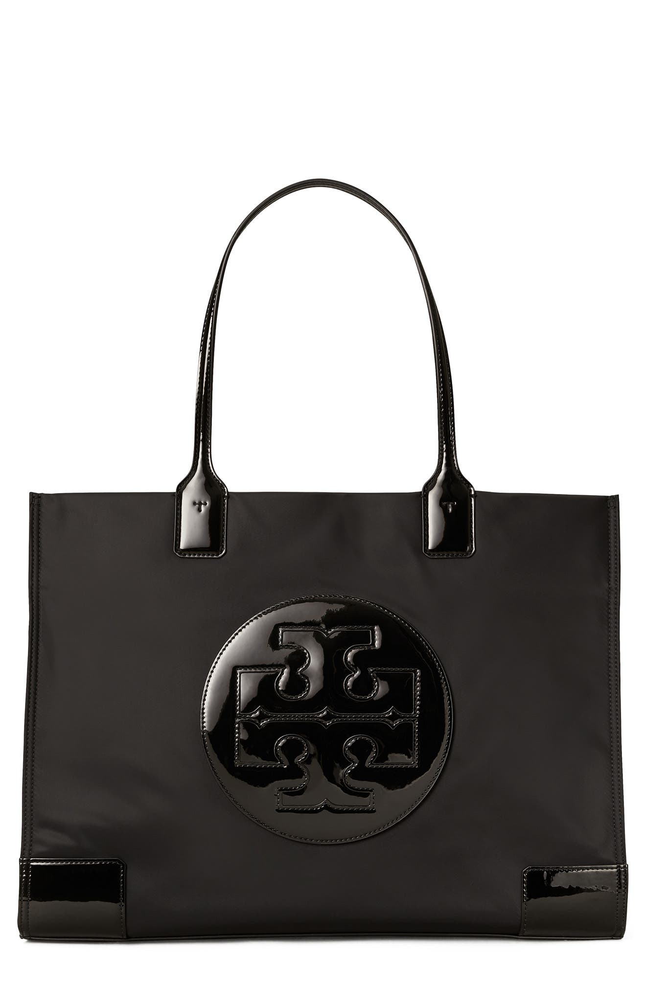 Tory Burch Ella Patent Nylon Tote, Main, color, 