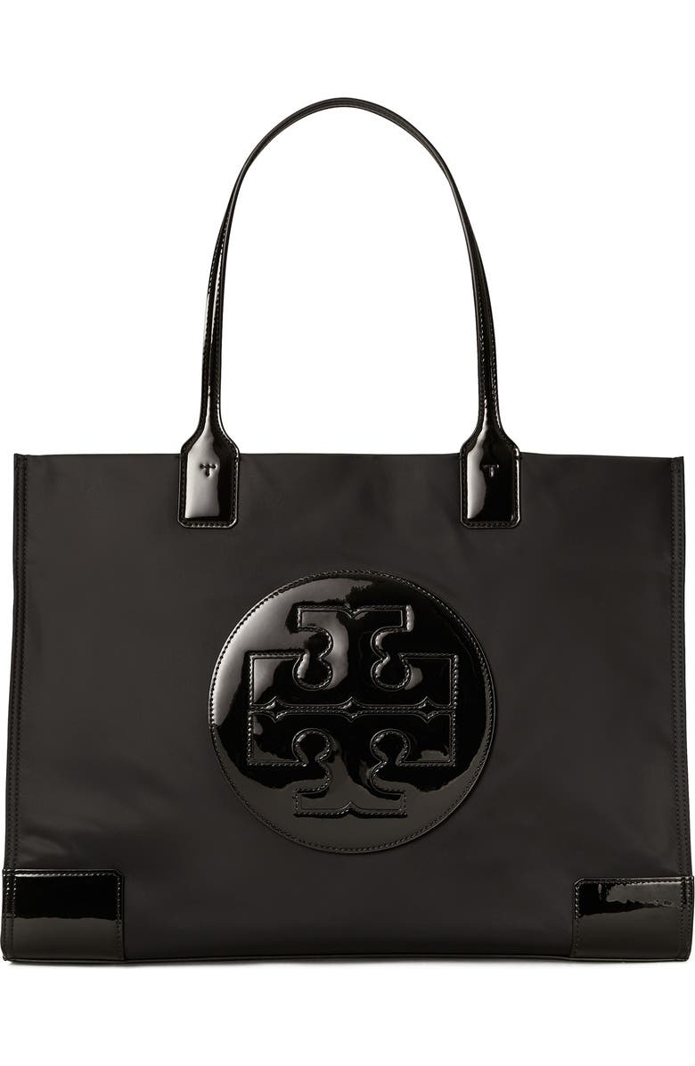 Tory Burch Ella Patent Nylon Tote, Main, color,