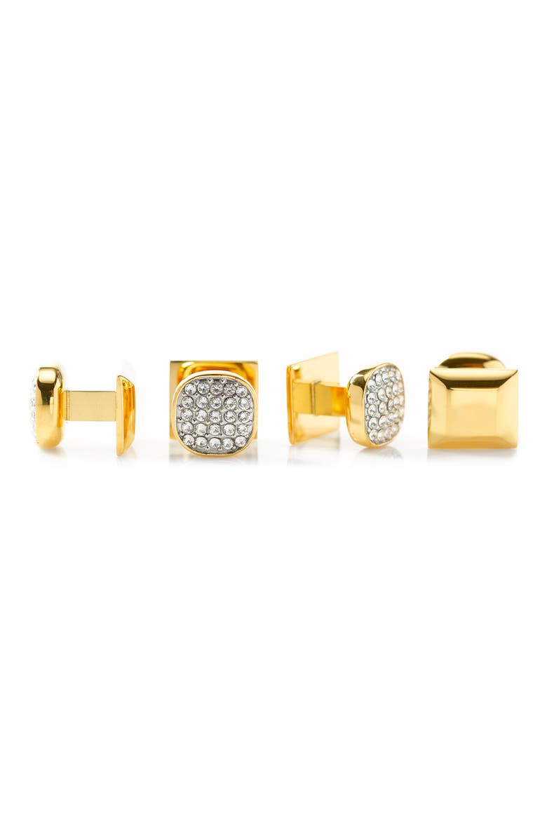 Pavé Crystal Cuff Links, Alternate, color, GOLD