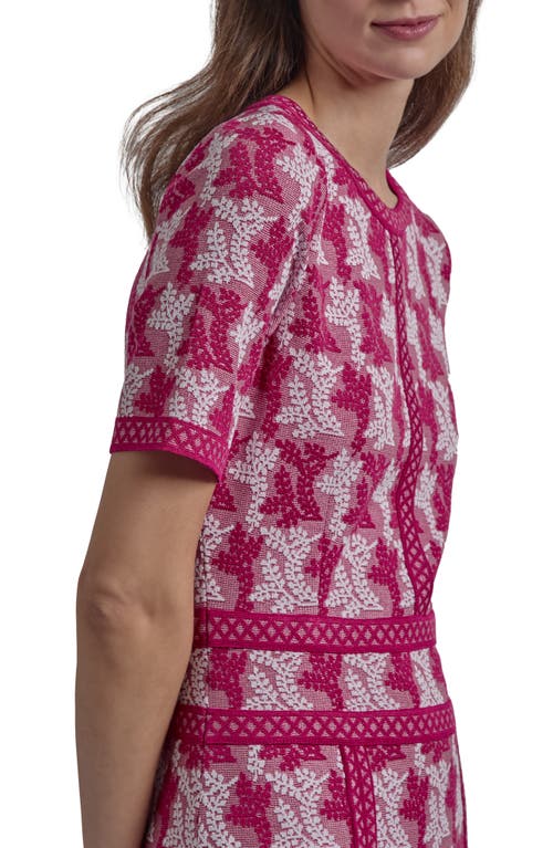 Misook A-line Midi Dress In Pink Flash/white