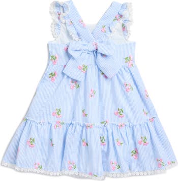 Kids' Floral Embroidered Seersucker Sundress & Tote