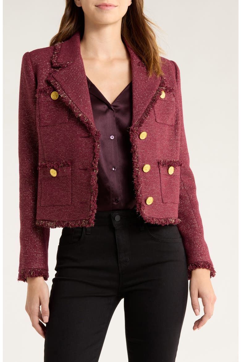 Sylvia Metallic Blazer, Alternate, color, MALBEC/ GOLD