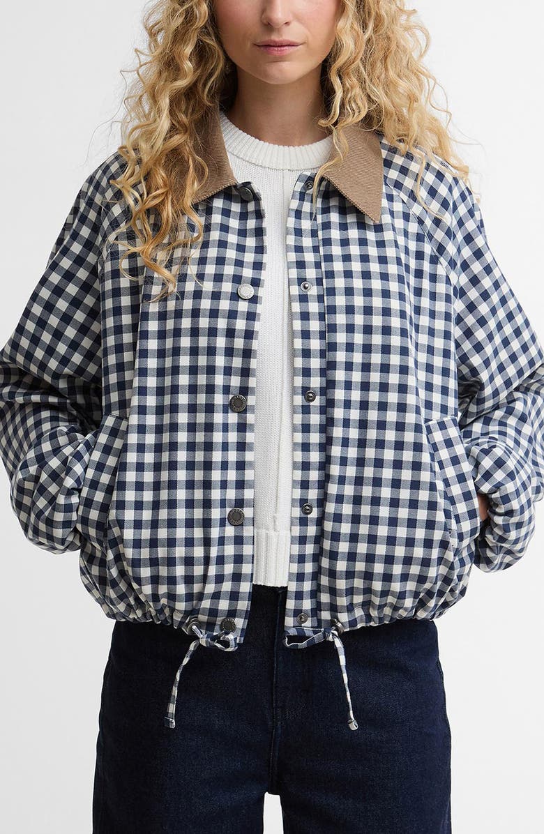 Barbour Ovingham Check Print Jacket, Main, color, Gingham Navy/ Neutral