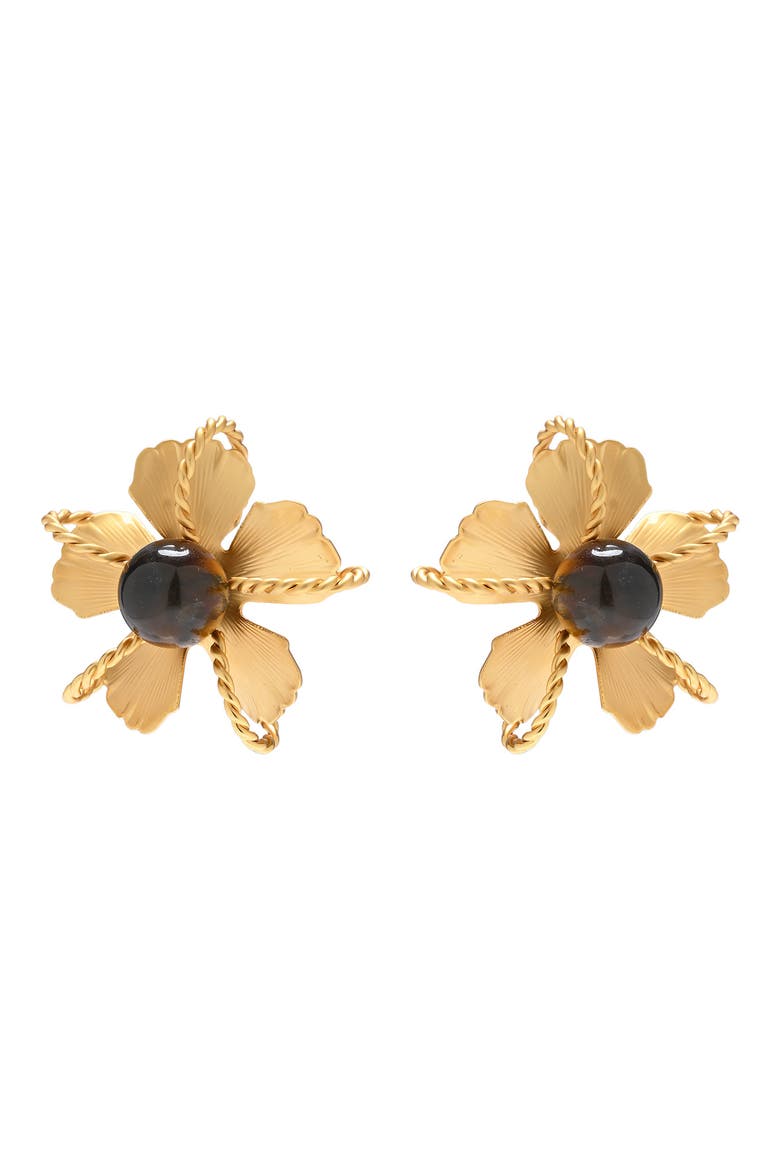 Olena Flower Stud Earrings, Alternate, color, GOLD