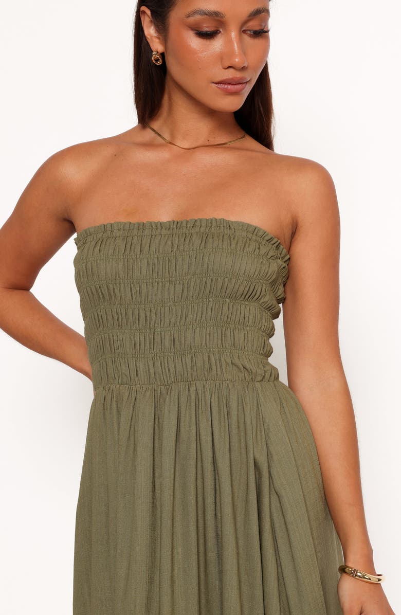 Petal & Pup Linsey Strapless Maxi Dress, Alternate, color, Olive Green
