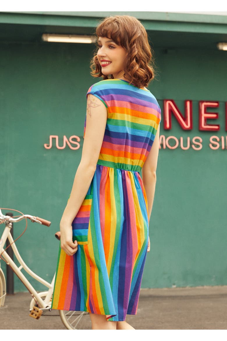 More Is More Rainbow Stripe Dress, Alternate, color, Pure Joy