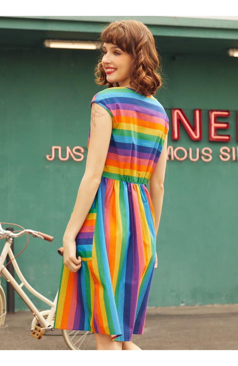 ModCloth More Is More Rainbow Stripe Dress, Alternate, color, Pure Joy