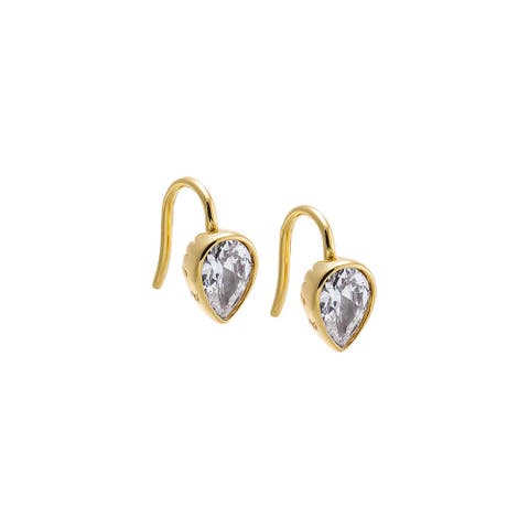 Faceted Teardrop Huggie Earring