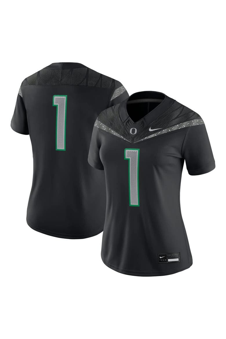 Women's Nike #1 Black Oregon Ducks Game Jersey, Main, color, Black
