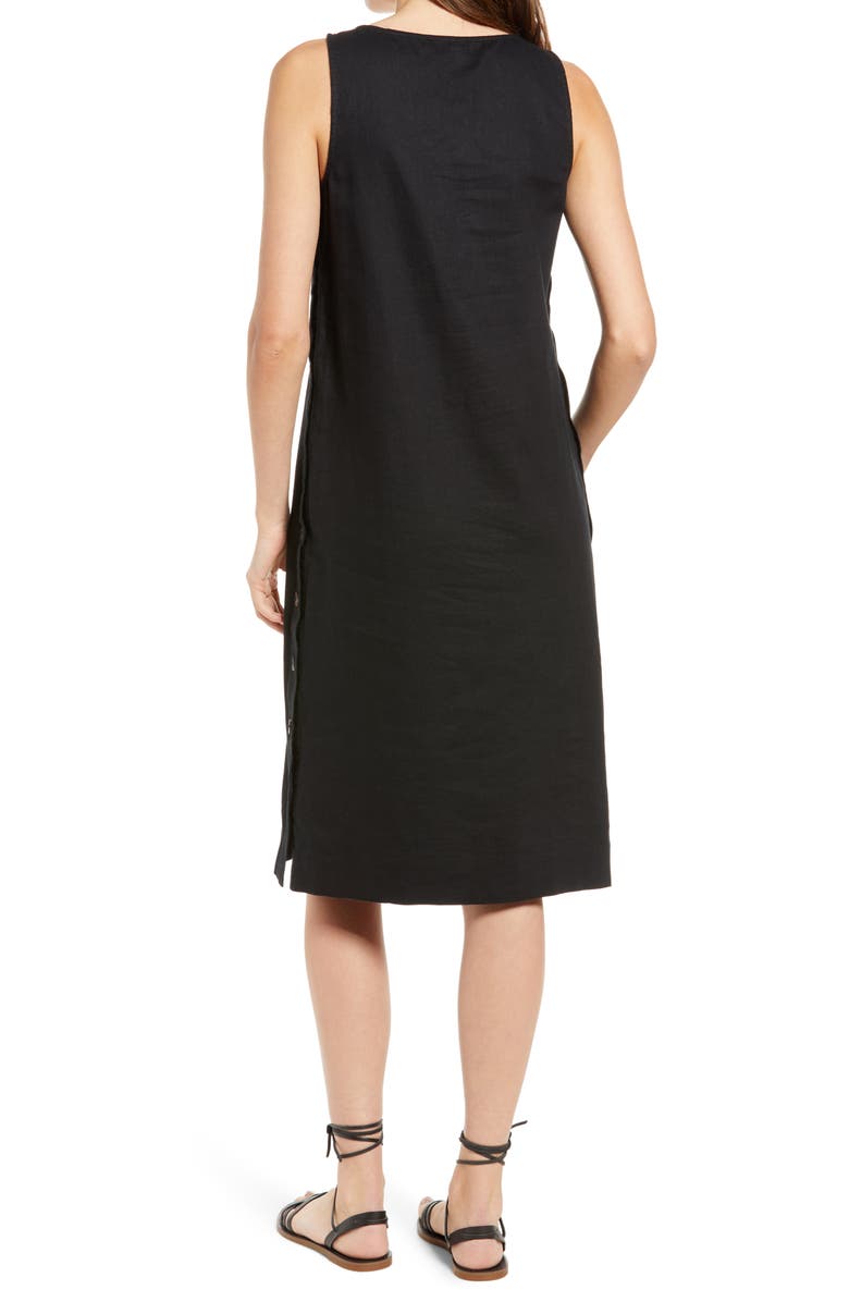 Madewell Linen & Cotton Side Button Midi Dress, Alternate, color, 