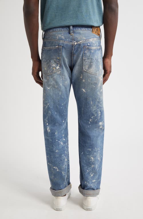 Double Rl Straight Fit Distressed Jeans In Blue
