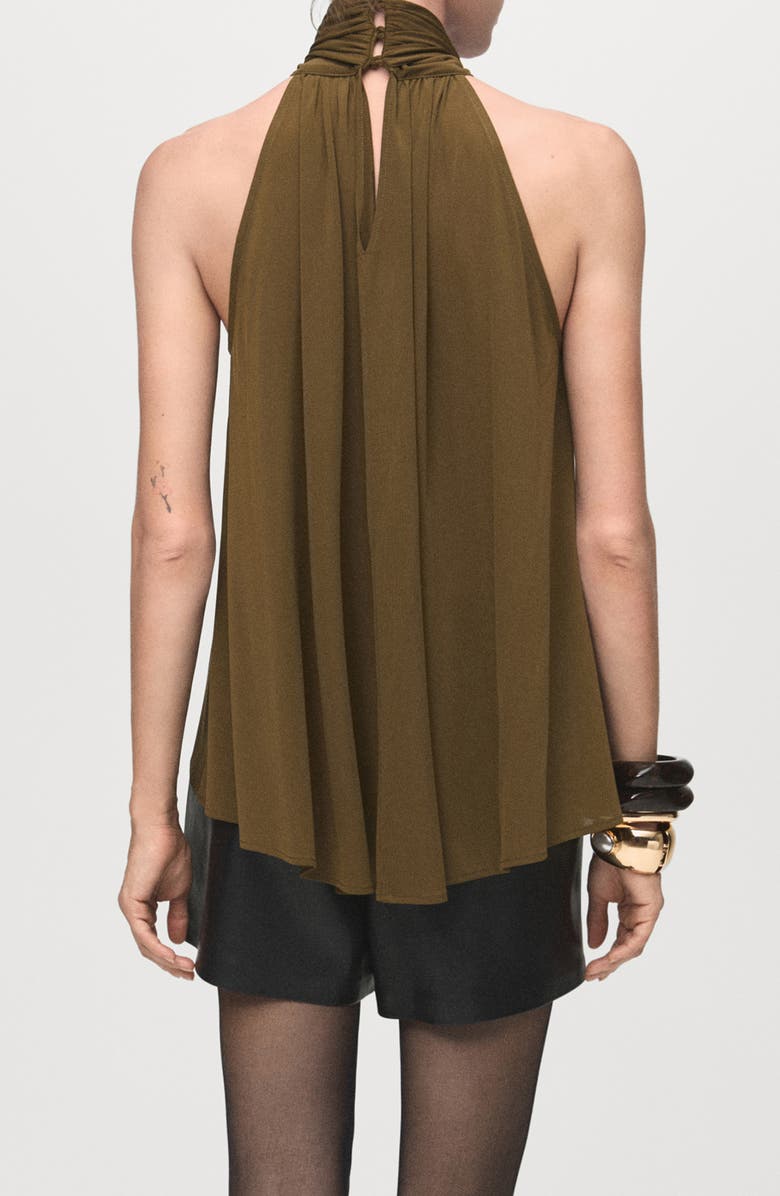 MANGO Tie Neck Sleeveless Top, Alternate, color, Khaki Green