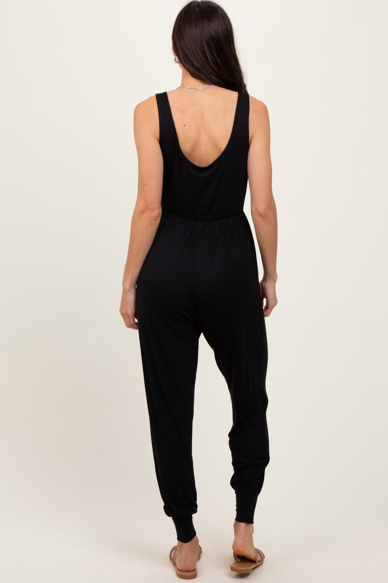 Scoop Neck Sleeveless Jogger Jumpsuit, Alternate, color, Black