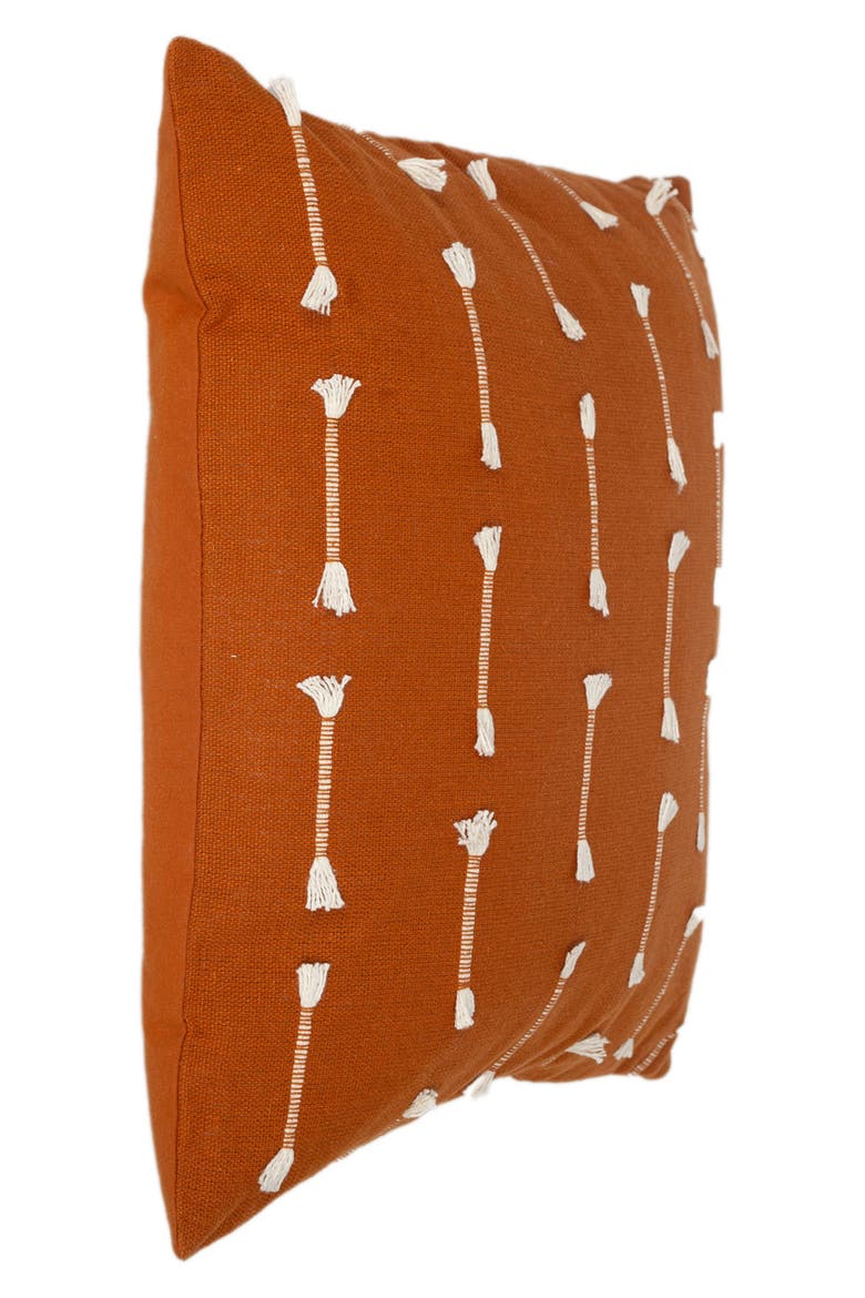 Fringe Accent Cotton Pillow, Alternate, color, BROWN
