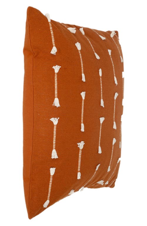 Parkland Collection Fringe Accent Cotton Pillow In Brown