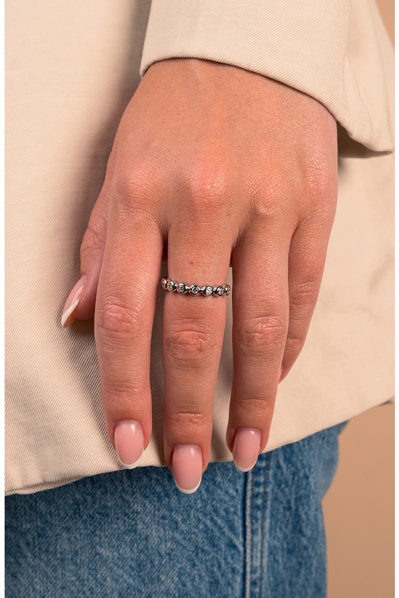 Trisha Bezel Cubic Zirconia Eternity Band Ring, Alternate, color, SILVER