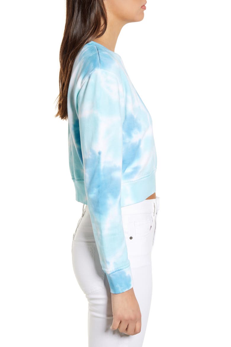 Kappa Catros Tie Dye Crop Sweatshirt, Alternate, color, DARK BLUE/ AQUA GREEN/ WHITE