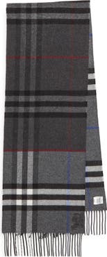 Burberry EKD Check Reversible Double Face Cashmere Fringe Scarf