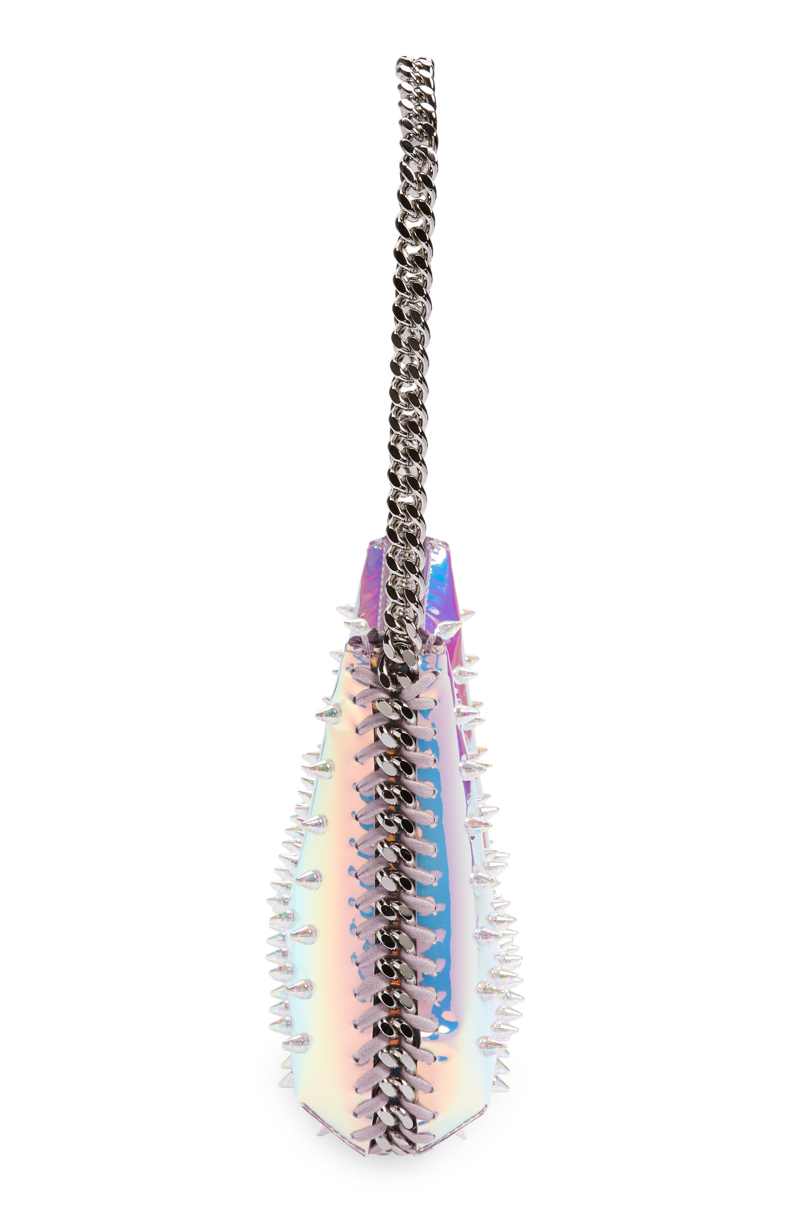 Stella McCartney Mini Falabella Spike Holographic Shoulder Bag, Alternate, color, 