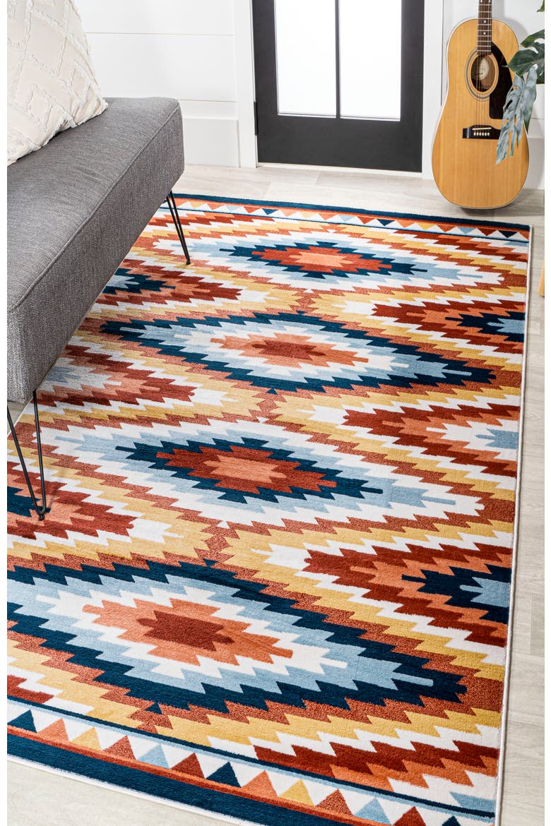 Konya Diamond Kilim Geometric Area Rug, Alternate, color, Yellow/Red/Blue