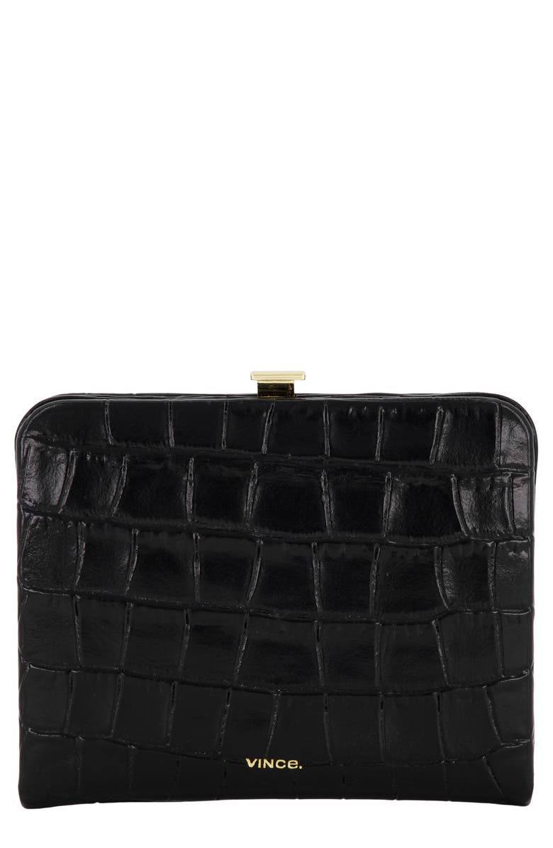 Vince Croc Embossed Frame Wallet, Main, color, Black