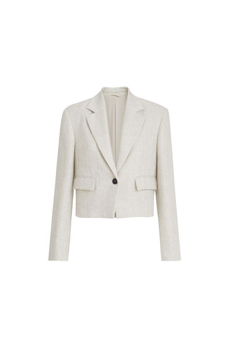 Brunello Cucinelli Chevron cropped blazer, Main, color, Beige