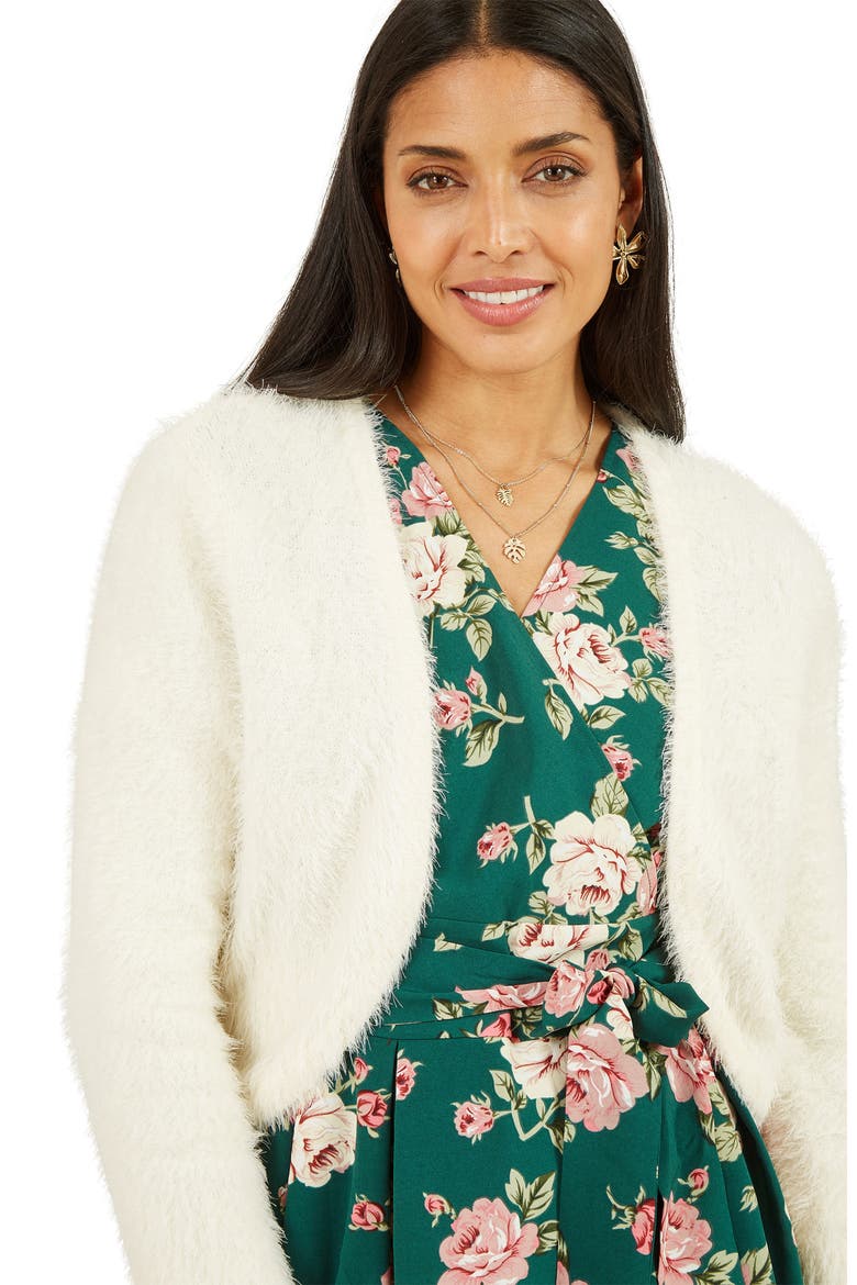 Eyelash Knit Bolero, Alternate, color, Ivory