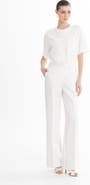 Gizia Ecru Tailored Straight-Leg Pants