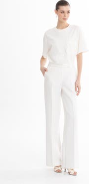 Gizia Ecru Tailored Straight-Leg Pants