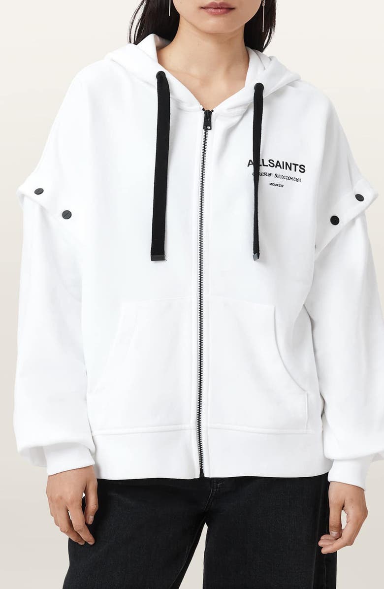 AllSaints Omnium Amphia Hoodie, Main, color, Optic White