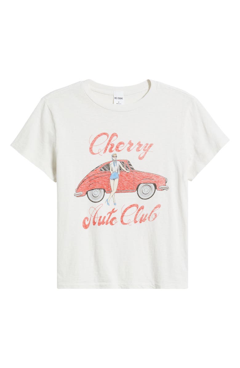 Re/Done Cherry Auto Club Cotton Graphic T-Shirt, Alternate, color, Vintage White