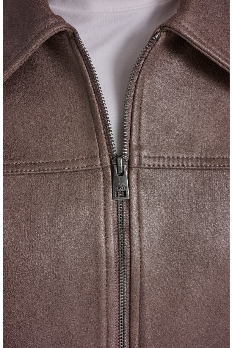 Faux Leather Zip Jacket, Alternate, color, PINE BARK FAUX SUEDE