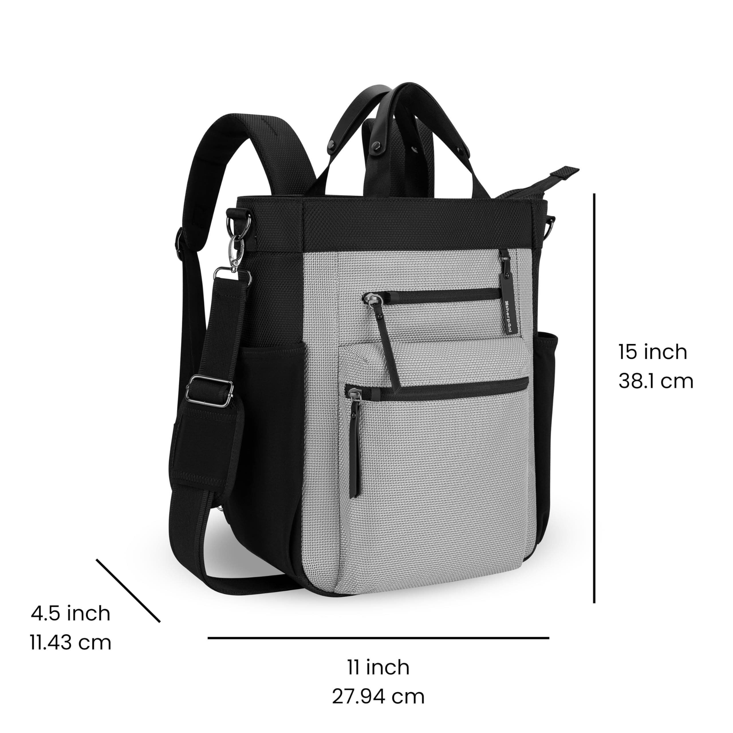 Sherpani Soleil, Anti Theft Convertible Backpack, 3 in 1 Tote Bag, Cross Body Purse, 18L Travel Backpack, Travel Gifts for Women, RFID Protection, Metal Hardware Fits 15 Laptop, Sterling, Alternate, color, Sterling