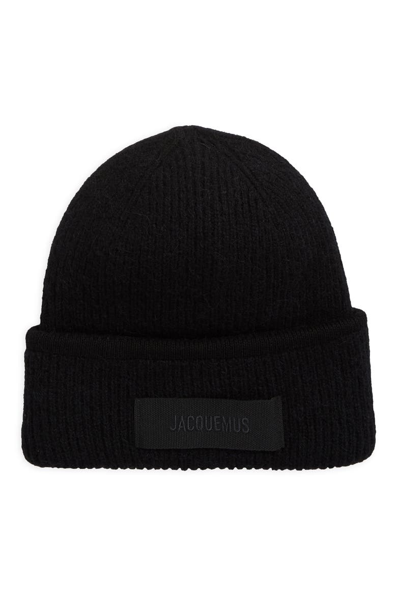 Le Bonnet Grosgrain Alpaca & Wool Blend Beanie, Main, color, BLACK