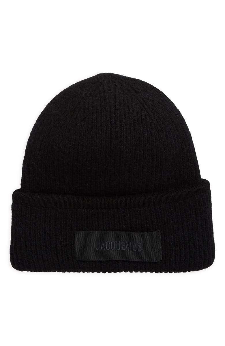 Jacquemus Le Bonnet Grosgrain Alpaca & Wool Blend Beanie, Main, color, Black