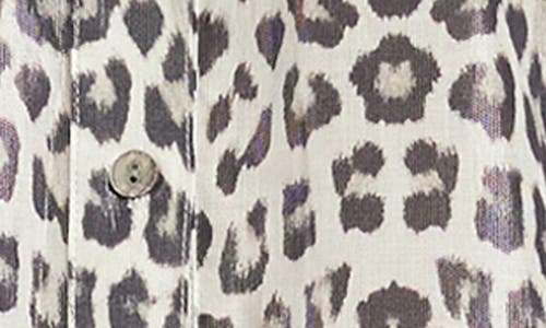 Fifteen Twenty Chloe Metallic Leopard Print Button-up Shirt In Gray