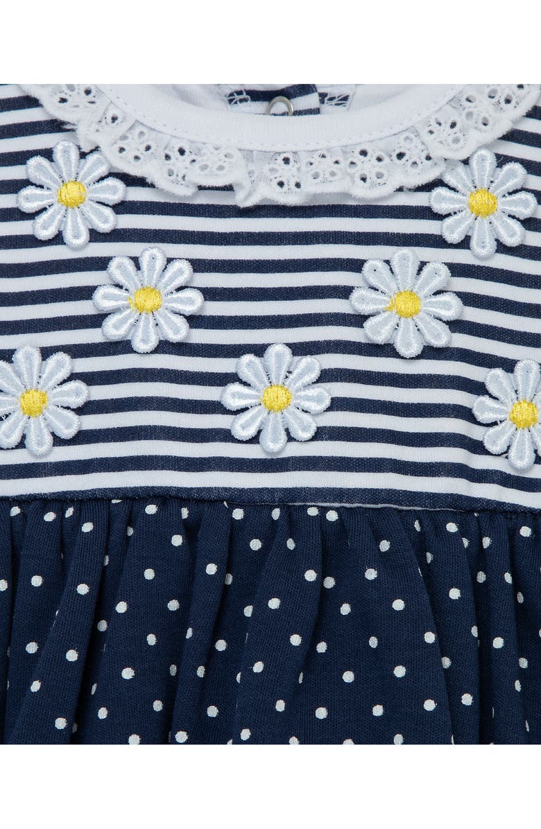 Little Me Daises Skirted Bodysuit & Hat Set, Alternate, color, Blue