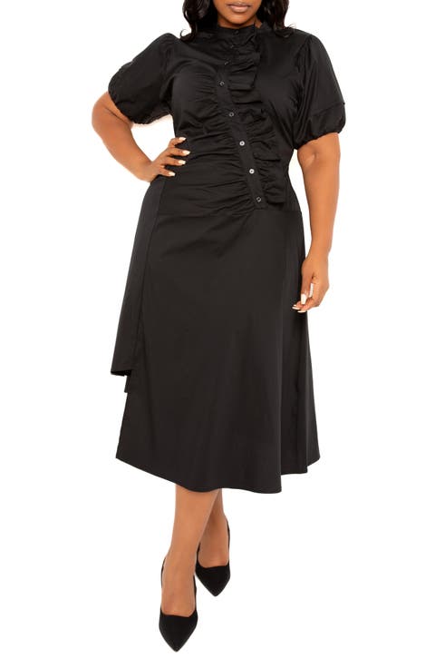 Asymmetric Ruffle Dress (Plus Size)