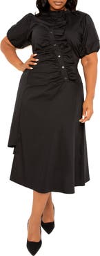 BUXOM COUTURE Asymmetric Ruffle Dress