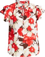 Anne Klein Ruffle Tie Neck Top