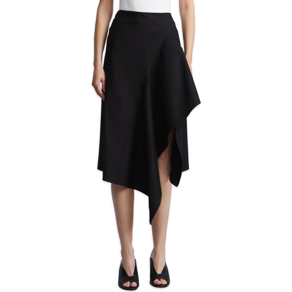 Bcbgmaxazria Emma Asymmetrical Cotton Blend Midi Skirt In Black