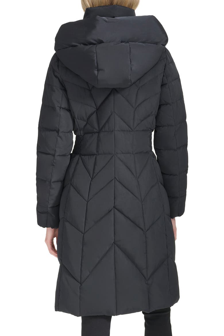 Taffeta Puffer Coat with Quilted Zip Bib, Alternate, color, BLACK