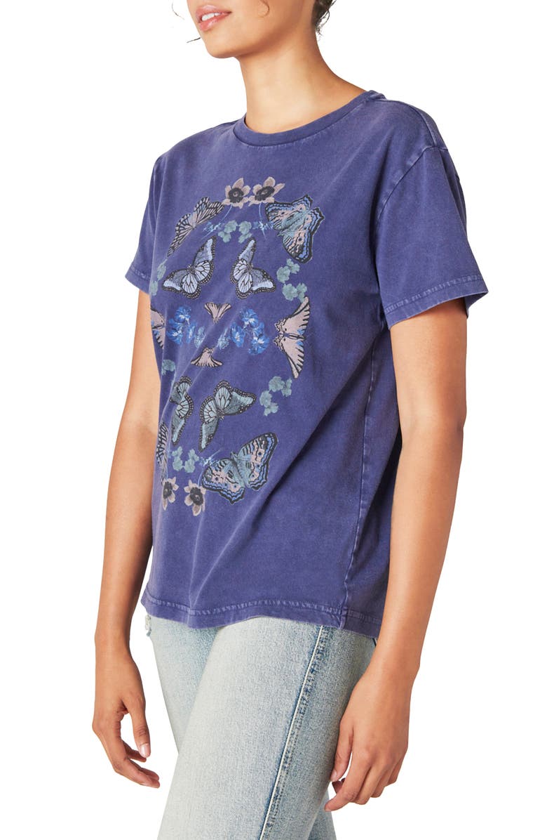 Lucky Brand Butterflies Cotton Graphic Boyfriend Tee, Alternate, color,