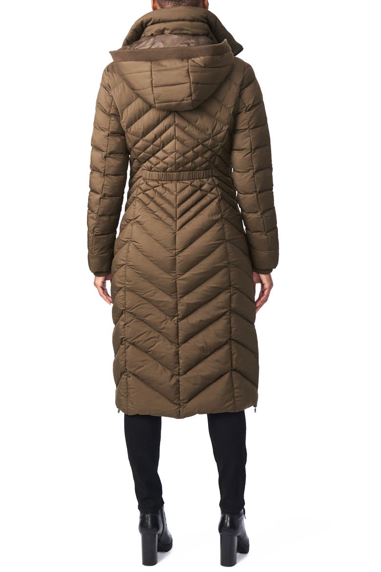 Ecoplume™ Hooded Long Puffer Coat, Alternate, color, DRIED BASIL
