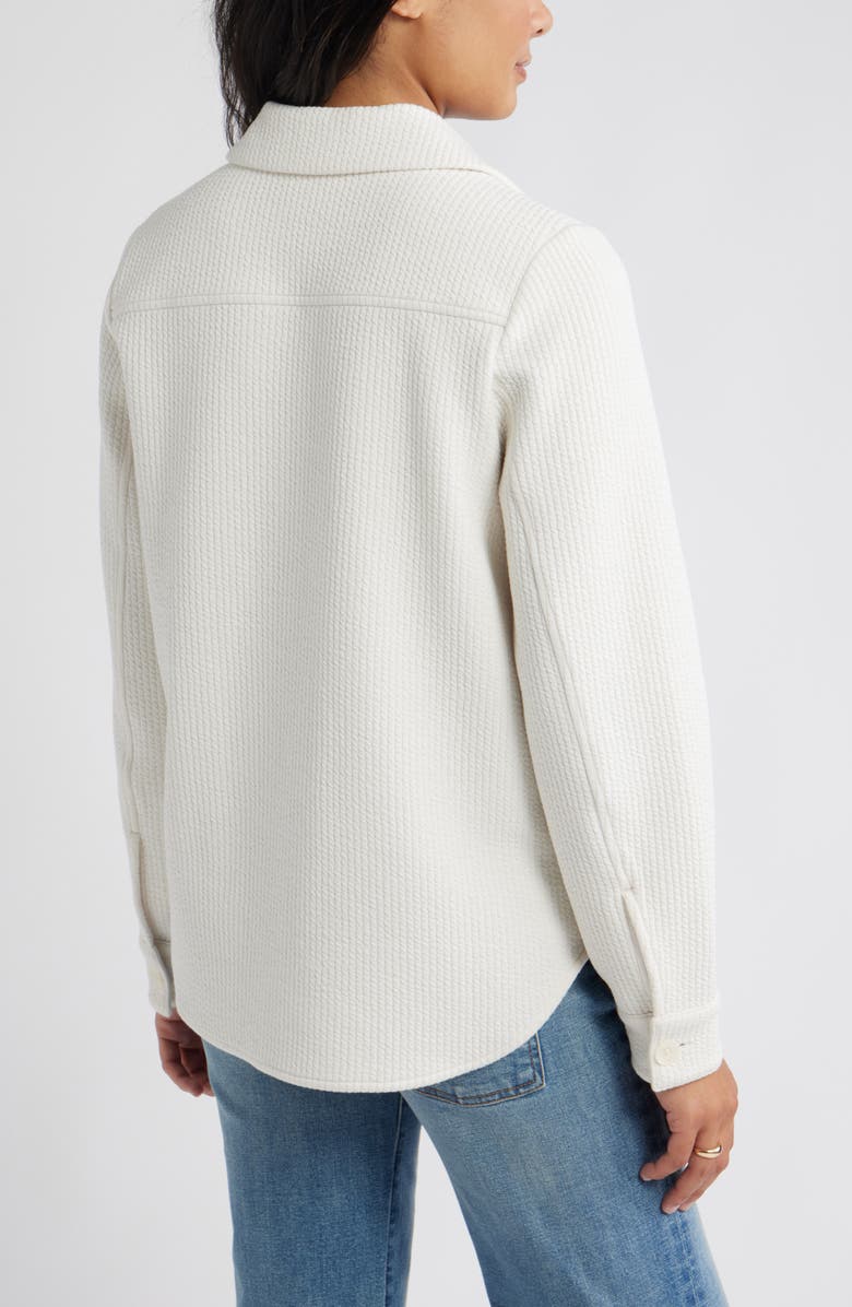 Caslon<sup>®</sup> Textured Knit Shirt Jacket, Alternate, color, Ivory Pristine