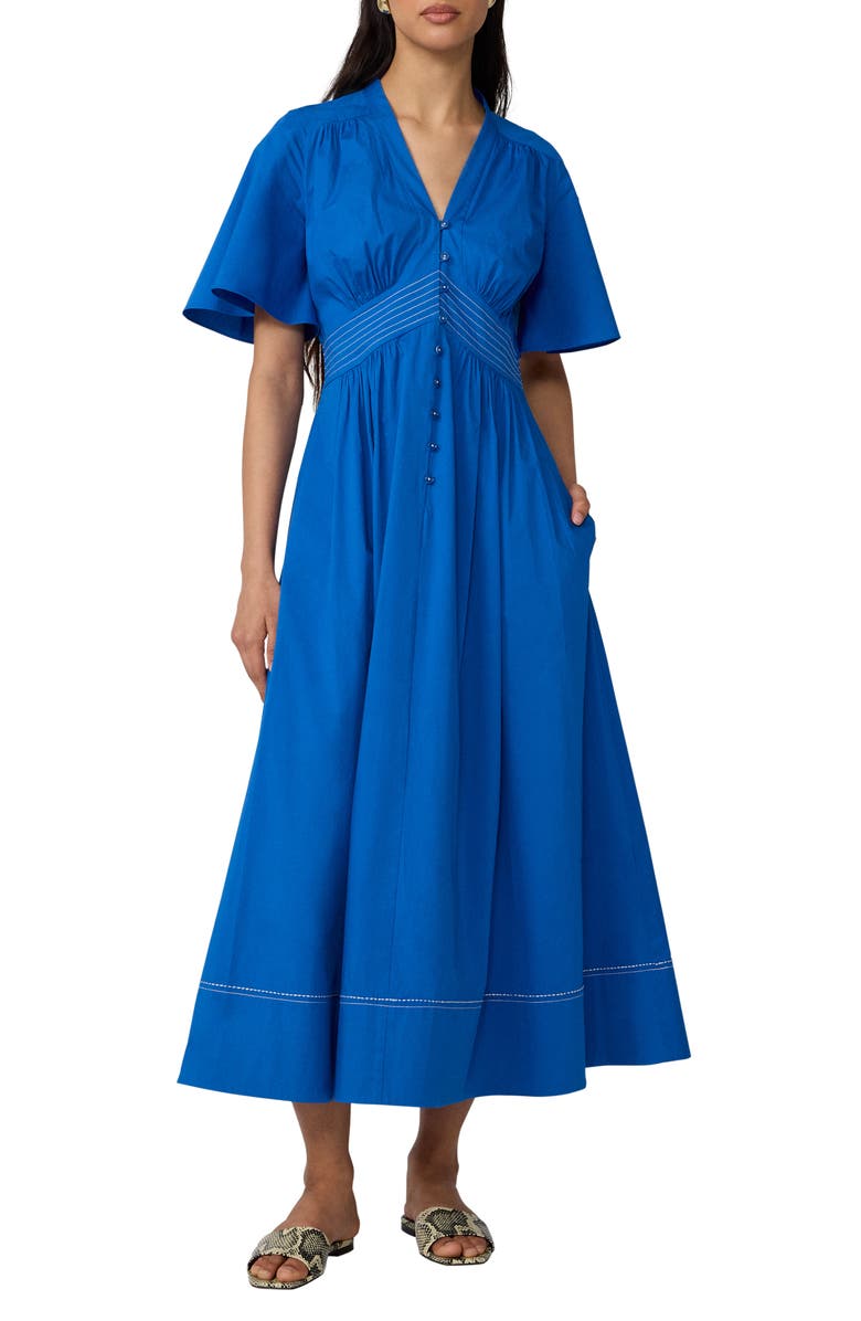 Diane von Furstenberg Dawn Stretch Cotton Poplin Midi Dress, Main, color, Carfu