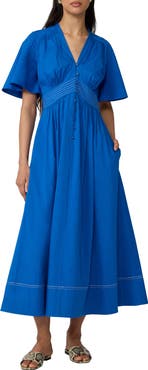 Diane von Furstenberg Dawn Stretch Cotton Poplin Midi Dress