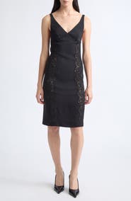 Stella McCartney Lace Trim Stretch Cady Cocktail Dress